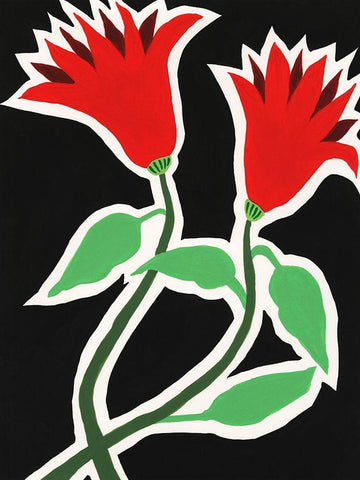 Pop Flowers VI White Modern Wood Framed Art Print with Double Matting by Moore, Regina