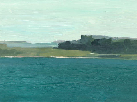 Calming Lake View II White Modern Wood Framed Art Print with Double Matting by Harper, Ethan