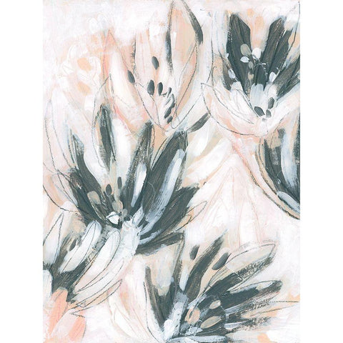 Abstract Water Lilies I White Modern Wood Framed Art Print by Vess, June Erica