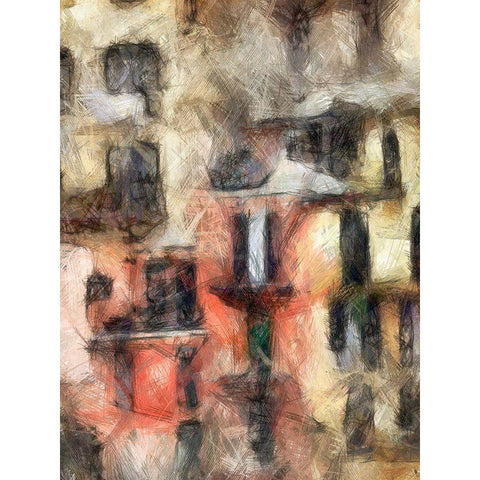 Stacked Houses I Gold Ornate Wood Framed Art Print with Double Matting by Saunders, Alonzo