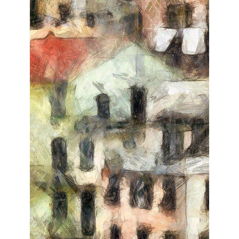 Stacked Houses II White Modern Wood Framed Art Print by Saunders, Alonzo