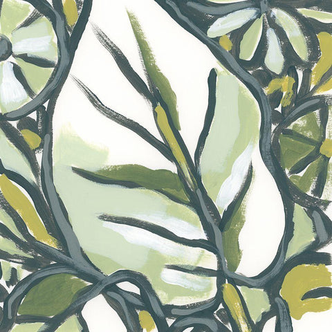 Fauvist Tropical V Black Modern Wood Framed Art Print with Double Matting by Vess, June Erica