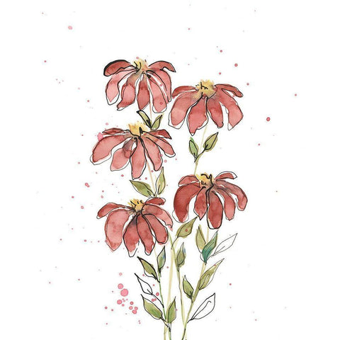 Watercolor Blooms II Black Modern Wood Framed Art Print by Moore, Regina