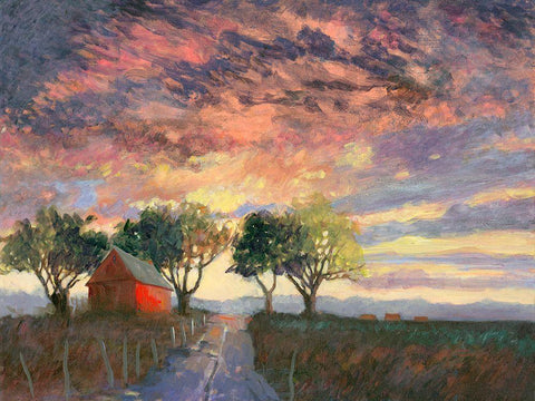 Fire in the Sky White Modern Wood Framed Art Print with Double Matting by Sweetwater