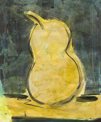 Urban Pear I White Modern Wood Framed Art Print with Double Matting by Combs, Joyce