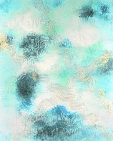 Blue Shift I White Modern Wood Framed Art Print with Double Matting by Lam, Vanna