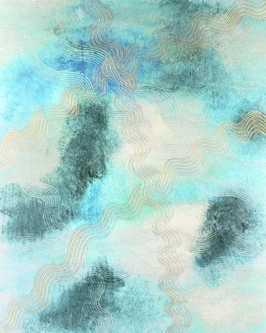 Blue Shift II Black Ornate Wood Framed Art Print with Double Matting by Lam, Vanna