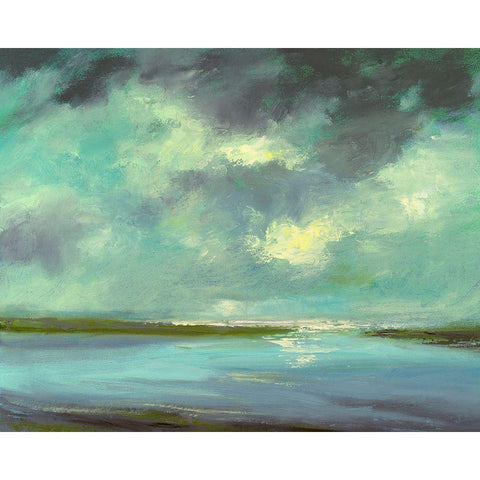 Lagoon Black Modern Wood Framed Art Print with Double Matting by Finch, Sheila