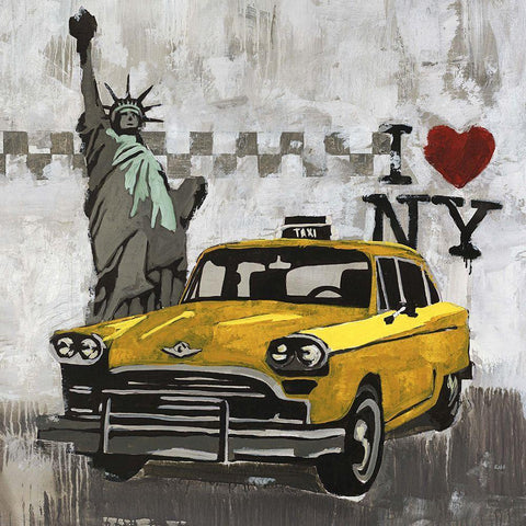 I Love New York White Modern Wood Framed Art Print with Double Matting by Rabo, Clayton