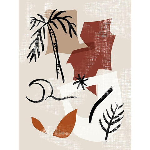 Soft Palms I Black Modern Wood Framed Art Print with Double Matting by Wang, Melissa