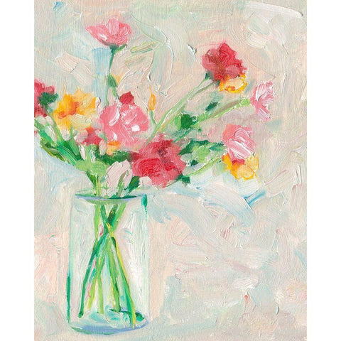 Painterly Soft Bouquet I White Modern Wood Framed Art Print by Wang, Melissa