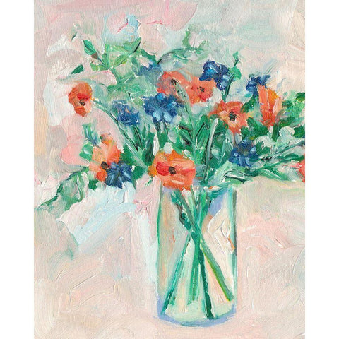 Painterly Soft Bouquet II White Modern Wood Framed Art Print by Wang, Melissa