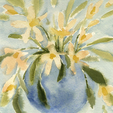 Basic Blooms II White Modern Wood Framed Art Print by Caroline, Emma