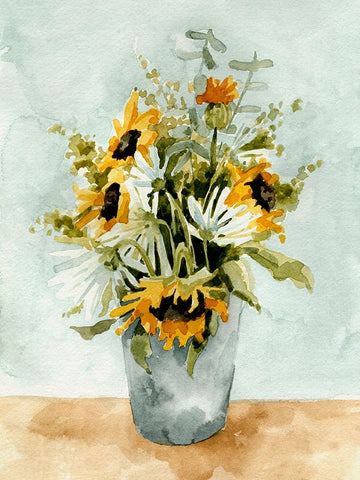 Birthday Bouquet II Black Ornate Wood Framed Art Print with Double Matting by Caroline, Emma