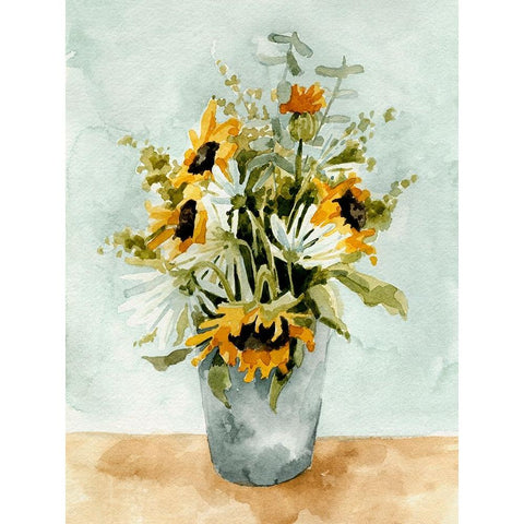 Birthday Bouquet II White Modern Wood Framed Art Print by Caroline, Emma