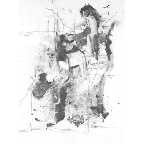 Graphite Abstract I Gold Ornate Wood Framed Art Print with Double Matting by Willett, Michael