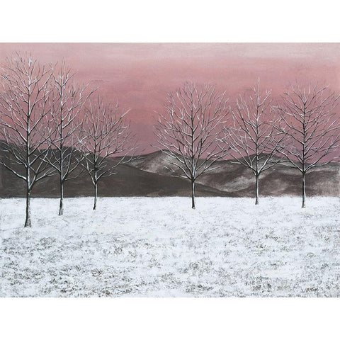 Sunset Snowfall I Gold Ornate Wood Framed Art Print with Double Matting by Willett, Michael