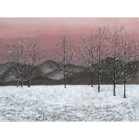 Sunset Snowfall II Black Modern Wood Framed Art Print with Double Matting by Willett, Michael