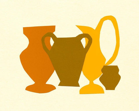 Posing Pottery II White Modern Wood Framed Art Print with Double Matting by Sizemore, Natalie