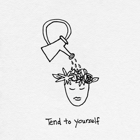 Tend to Yourself I Black Modern Wood Framed Art Print with Double Matting by Sizemore, Natalie