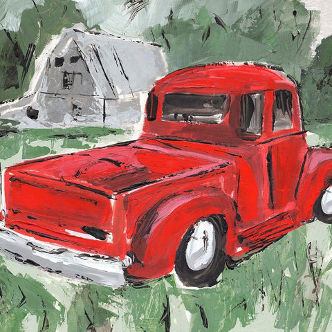 Big Red Truck I White Modern Wood Framed Art Print by Warren, Annie