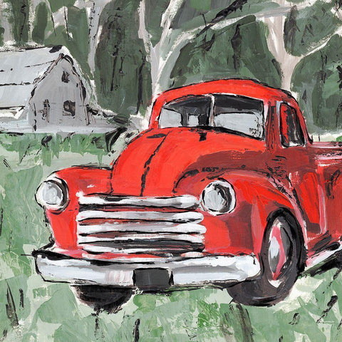 Big Red Truck IV Black Modern Wood Framed Art Print by Warren, Annie