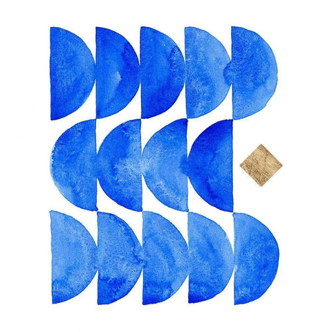 Sapphire Halves I Black Modern Wood Framed Art Print by Green, Jacob