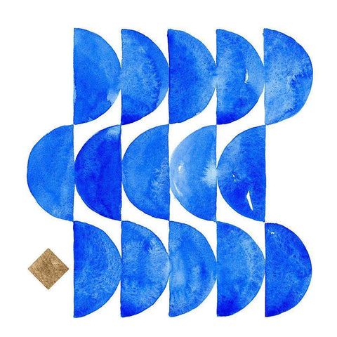 Sapphire Halves II White Modern Wood Framed Art Print by Green, Jacob