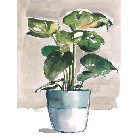 Potted Houseplant II White Modern Wood Framed Art Print by Parker, Jennifer Paxton