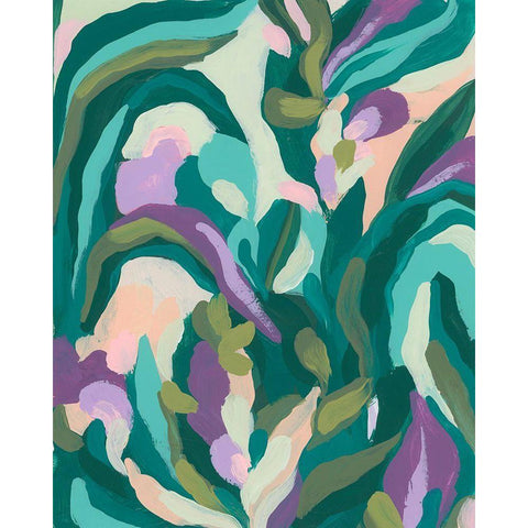 Jungle Wave I White Modern Wood Framed Art Print by Vess, June Erica