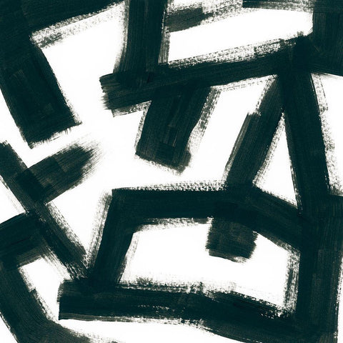 Bold Brushstrokes II Black Modern Wood Framed Art Print with Double Matting by Vess, June Erica