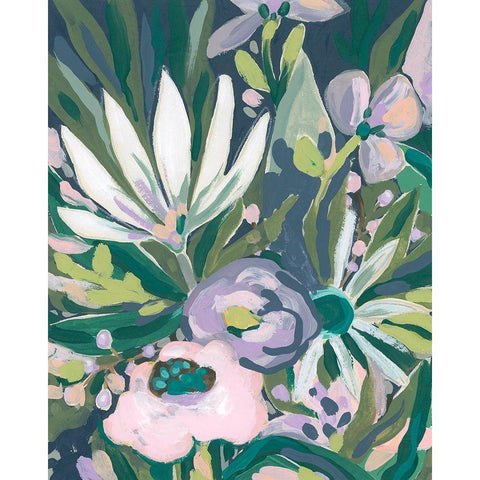 Purple Jungle Garden I White Modern Wood Framed Art Print by Vess, June Erica