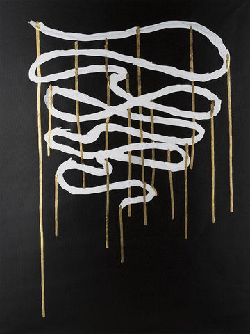 Weeping Ribbon II White Modern Wood Framed Art Print with Double Matting by Willett, Michael