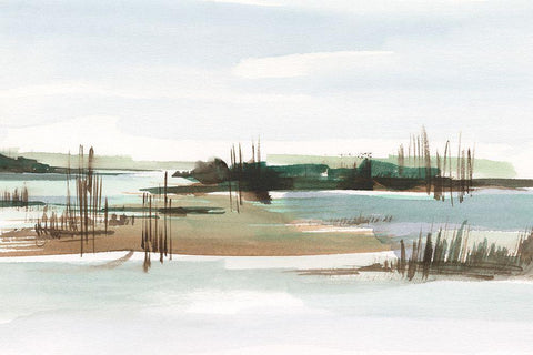 Marsh Reeds I White Modern Wood Framed Art Print with Double Matting by Harper, Ethan