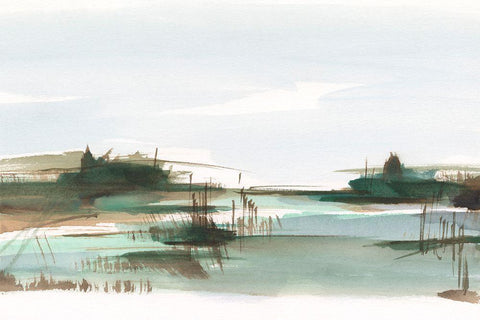 Marsh Reeds III White Modern Wood Framed Art Print with Double Matting by Harper, Ethan