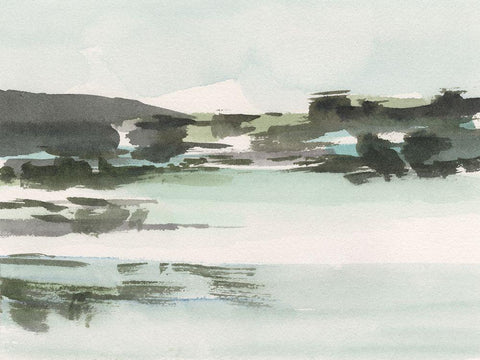 Turquoise Marsh II White Modern Wood Framed Art Print with Double Matting by Harper, Ethan