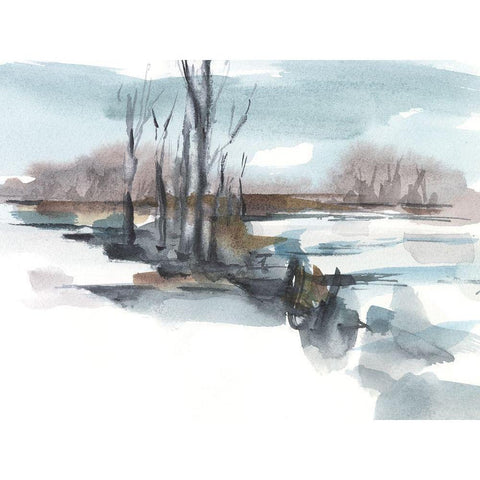 Winter Stream Watercolor II Gold Ornate Wood Framed Art Print with Double Matting by Harper, Ethan