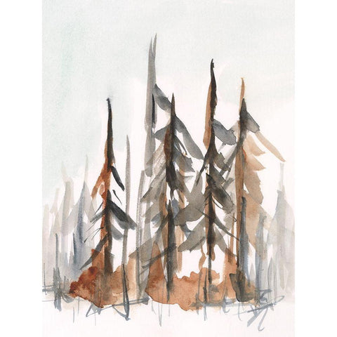 Rustic Evergreens I Gold Ornate Wood Framed Art Print with Double Matting by Harper, Ethan