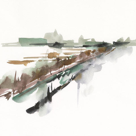 Rainy Fields I Black Modern Wood Framed Art Print with Double Matting by Harper, Ethan