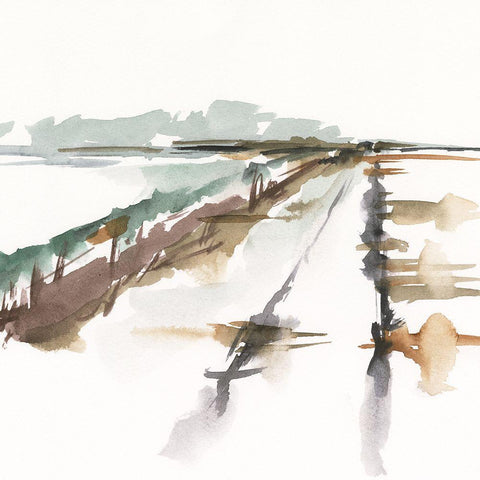 Rainy Fields II White Modern Wood Framed Art Print with Double Matting by Harper, Ethan