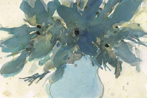 Blue Vintage Charm II White Modern Wood Framed Art Print with Double Matting by Dixon, Samuel