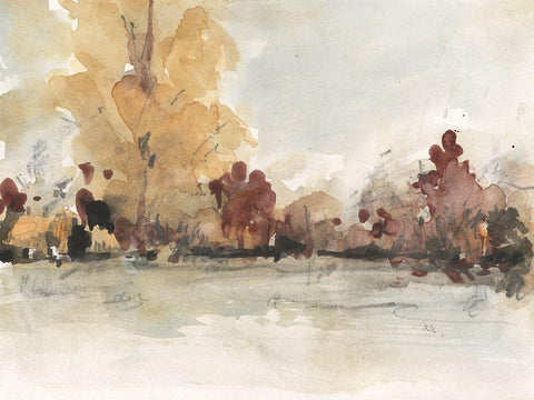 The Autumn View I White Modern Wood Framed Art Print with Double Matting by Dixon, Samuel
