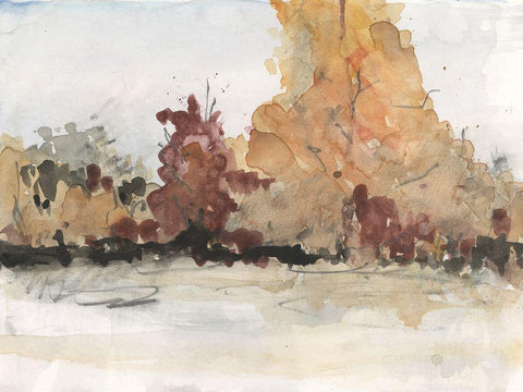 The Autumn View II White Modern Wood Framed Art Print with Double Matting by Dixon, Samuel