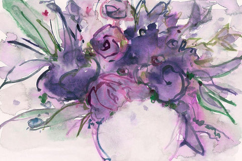 Lavender Floral Splendor I White Modern Wood Framed Art Print with Double Matting by Dixon, Samuel