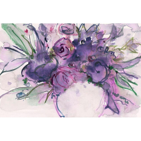 Lavender Floral Splendor I Black Modern Wood Framed Art Print with Double Matting by Dixon, Samuel