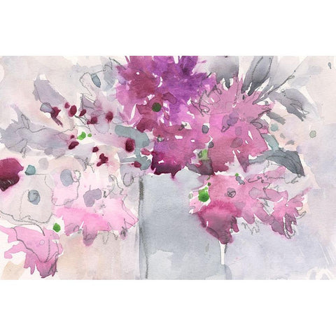 Floral Setting I Black Modern Wood Framed Art Print with Double Matting by Dixon, Samuel