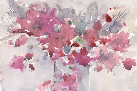 Floral Setting II Black Ornate Wood Framed Art Print with Double Matting by Dixon, Samuel