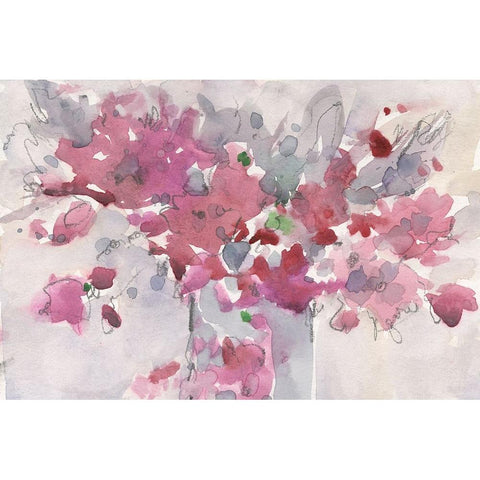 Floral Setting II Black Modern Wood Framed Art Print with Double Matting by Dixon, Samuel