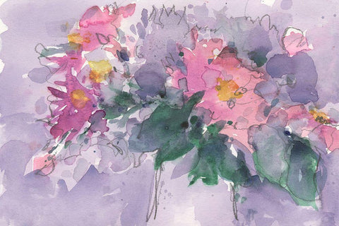 Floral Occasion I White Modern Wood Framed Art Print with Double Matting by Dixon, Samuel