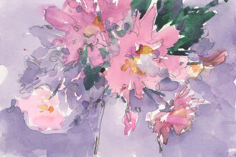 Floral Occasion II White Modern Wood Framed Art Print with Double Matting by Dixon, Samuel